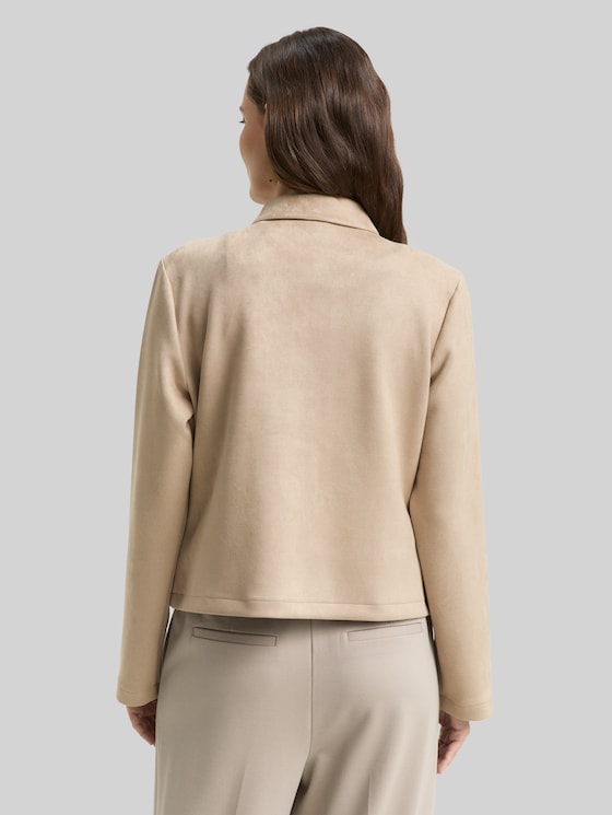 Regular-fit jacket with a suede-effect finish - soft taupe grey
