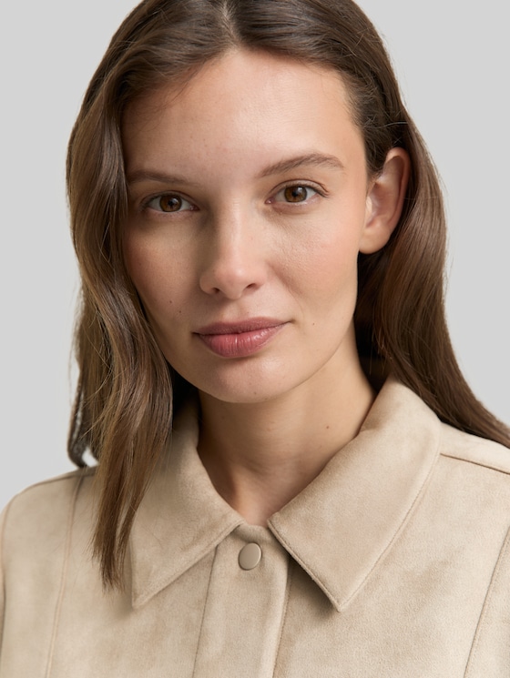 Regular-fit jacket with a suede-effect finish - soft taupe grey