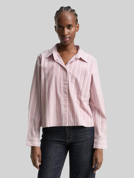 Boxy fit shirt blouse with striped pattern - dusty rose white stripe