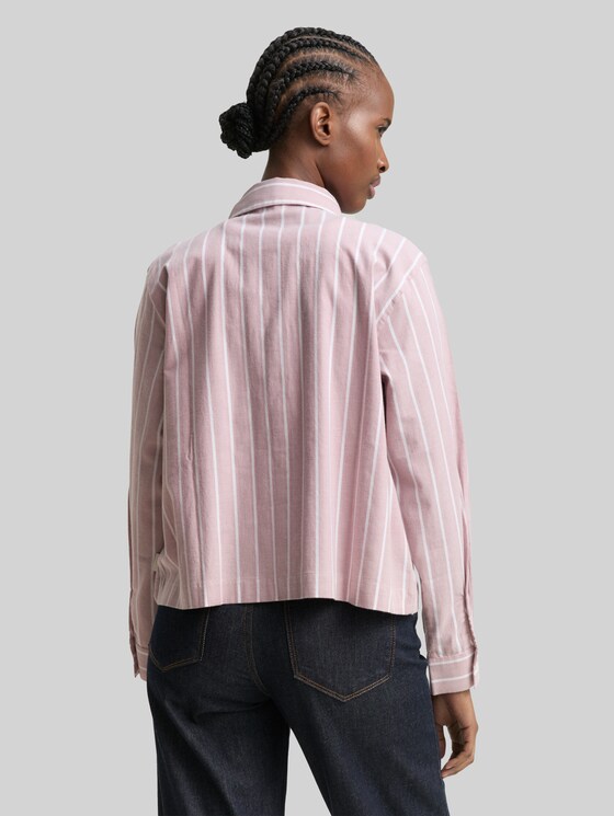 Boxy fit shirt blouse with striped pattern - dusty rose white stripe