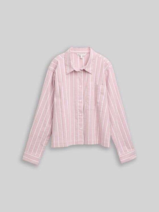 Boxy fit shirt blouse with striped pattern - dusty rose white stripe