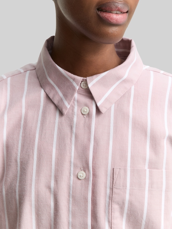 Boxy fit shirt blouse with striped pattern - dusty rose white stripe
