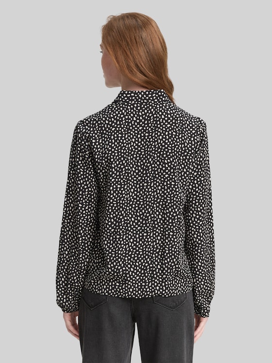 Shirt blouse with pattern - black white dotted print