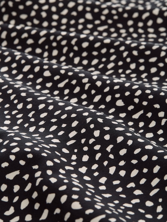 Shirt blouse with pattern - black white dotted print