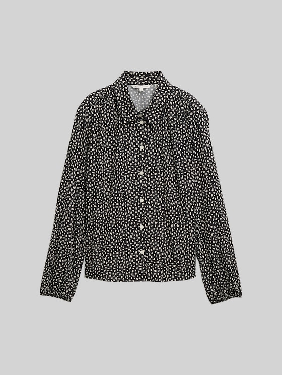 Shirt blouse with pattern - black white dotted print