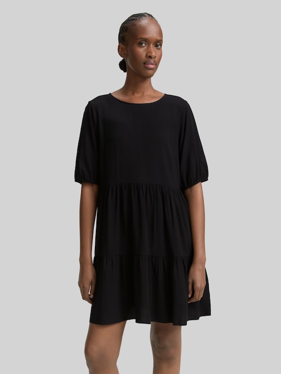 Mini dress with flounces - deep black
