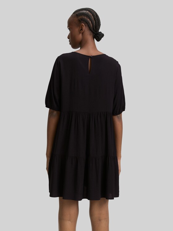 Mini dress with flounces - deep black