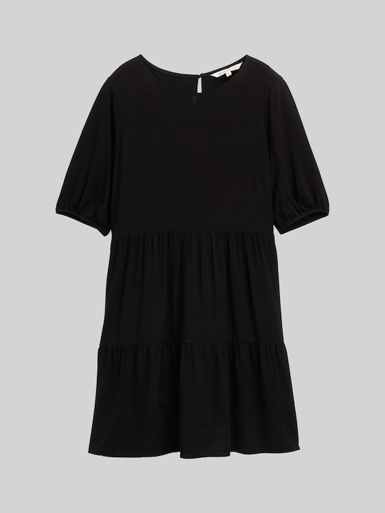 Mini dress with flounces - deep black