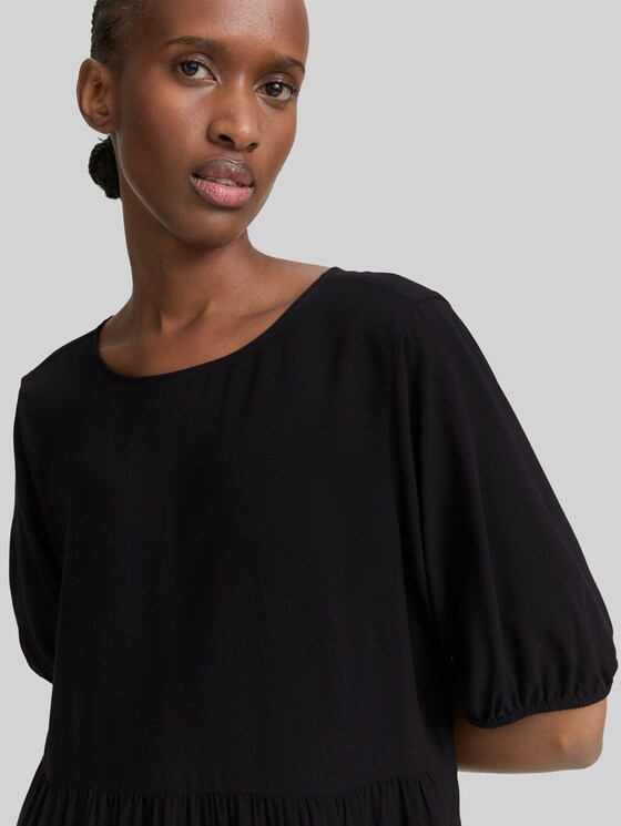 Mini dress with flounces - deep black