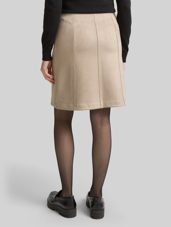 Suede-effect skirt - soft taupe grey