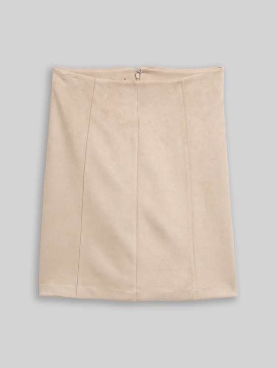 Suede-effect skirt - soft taupe grey