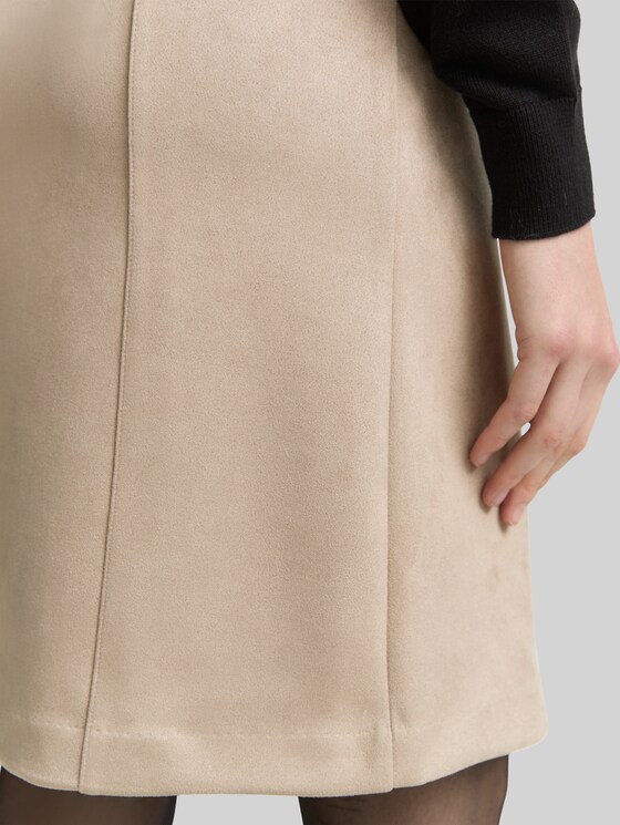 Suede-effect skirt - soft taupe grey
