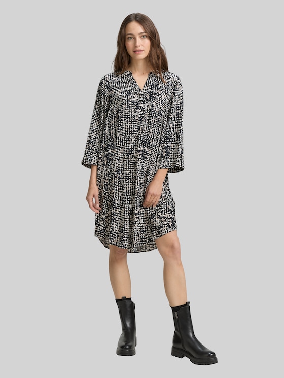Dress with pattern - navy abstract dot design
