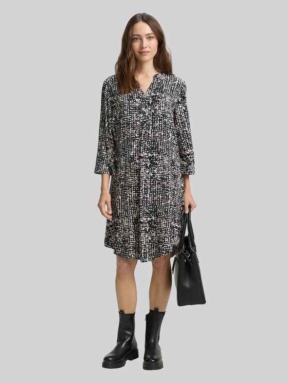 Dress with pattern - navy abstract dot design