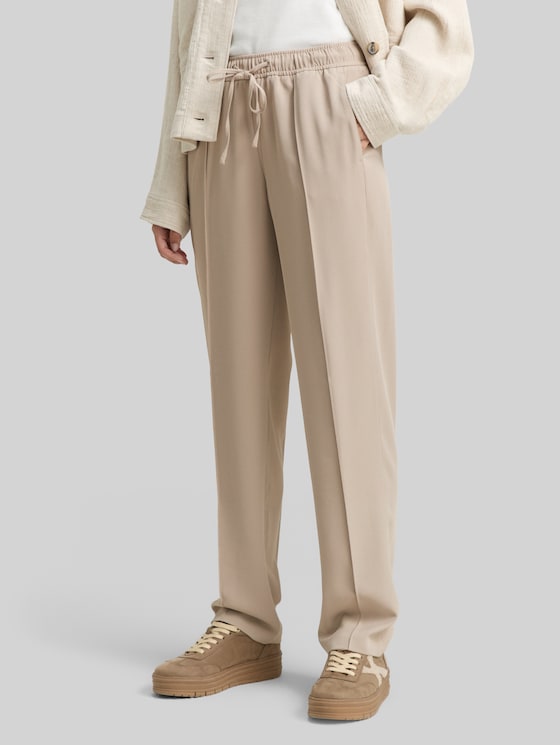 Loose straight trousers - soft taupe grey