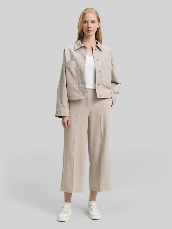 Culotte trousers with crease - taupe black structure