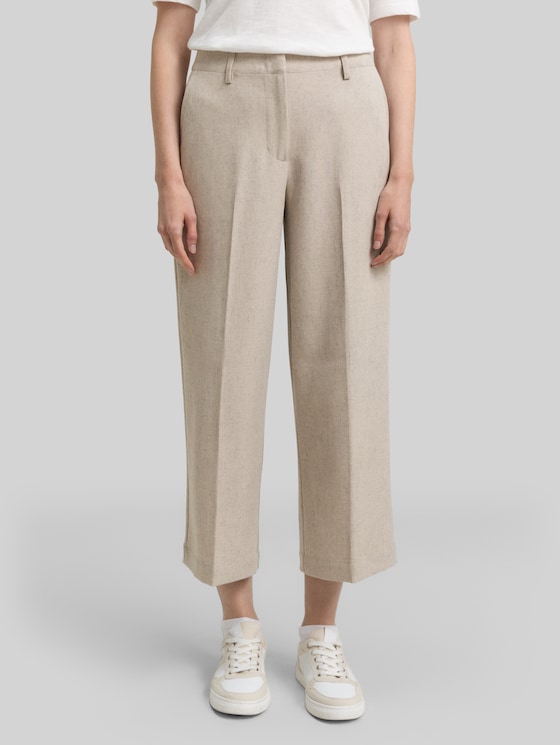Culotte trousers with crease - taupe black structure