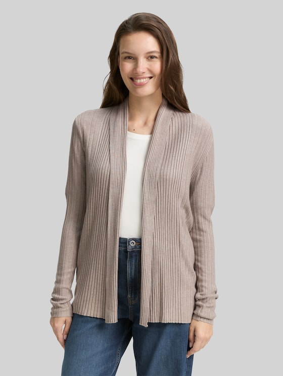 Cardigan with shawl collar - soft taupe melange