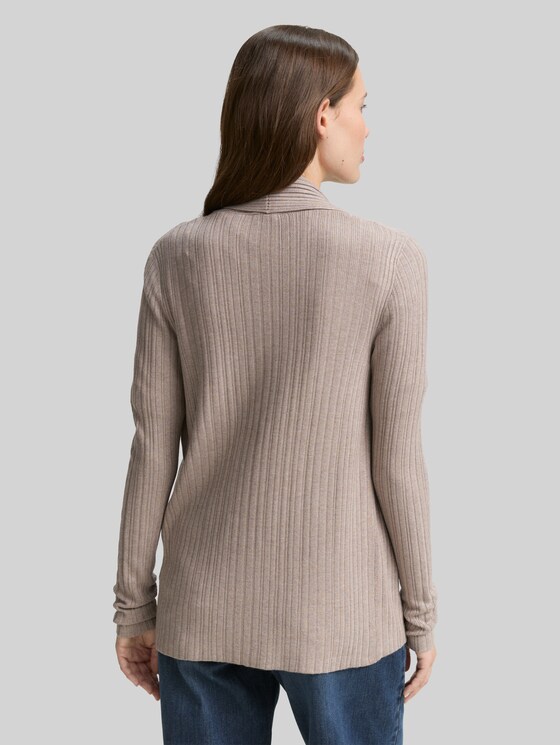 Cardigan with shawl collar - soft taupe melange