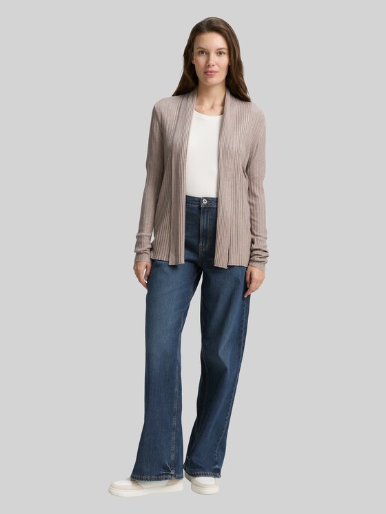 Cardigan with shawl collar - soft taupe melange