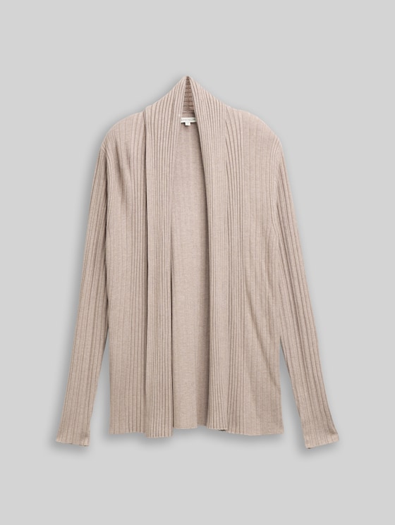 Cardigan with shawl collar - soft taupe melange