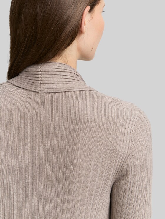Cardigan with shawl collar - soft taupe melange