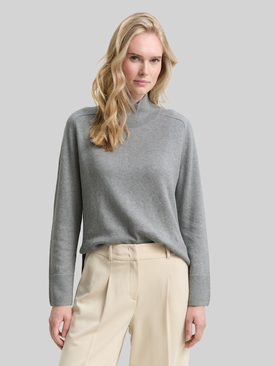 Knitted jumper with cashmere blend - medium silver grey melange
