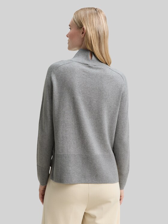 Knitted jumper with cashmere blend - medium silver grey melange
