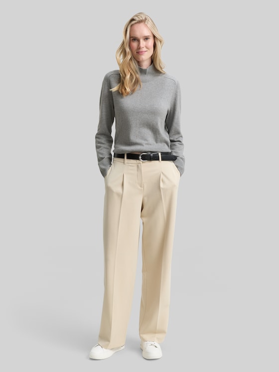 Knitted jumper with cashmere blend - medium silver grey melange