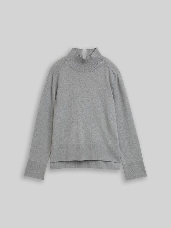 Knitted jumper with cashmere blend - medium silver grey melange