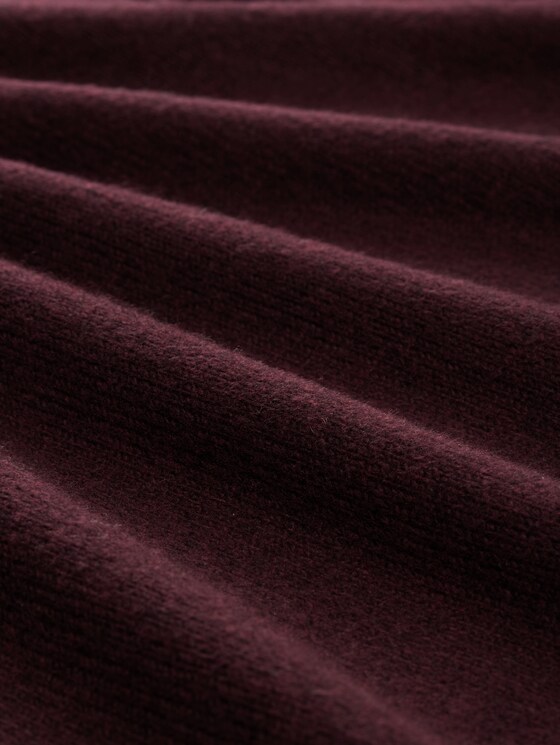 Loose fit knitted jumper with stand-up collar - Dark Red Mélange