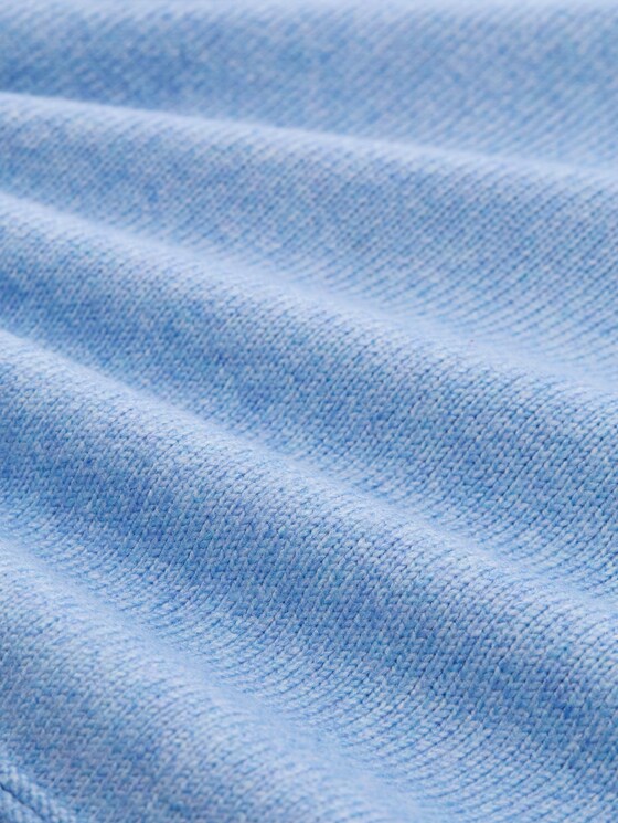 Loose fit knitted jumper with stand-up collar - light fjord blue melange