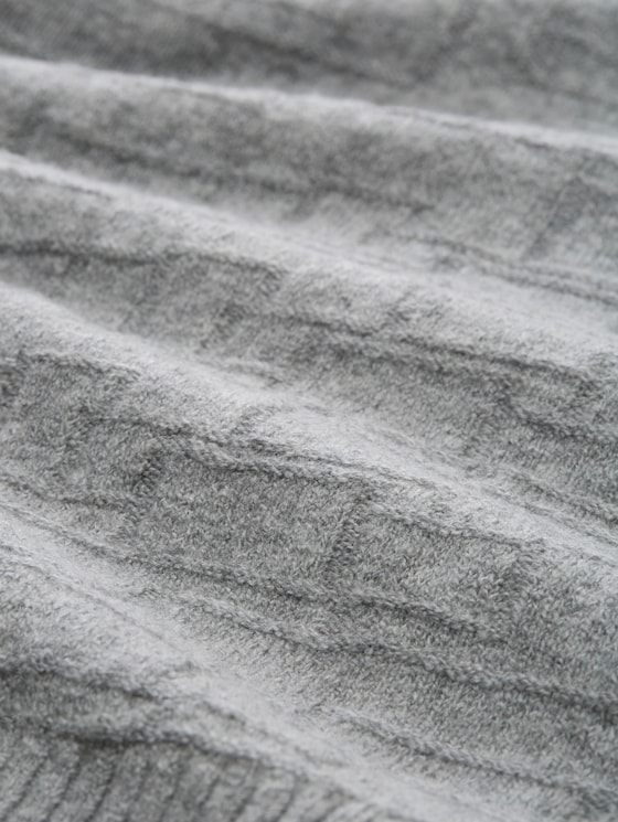 Loose fit knitted jumper with pattern - medium silver grey melange