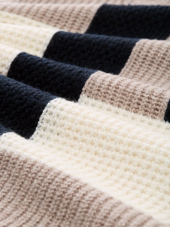 Loose fit knitted jumper with colour blocking - taupe structured colorblock