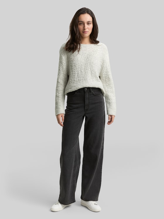 Knitted sweater with texture - grey gradient knit