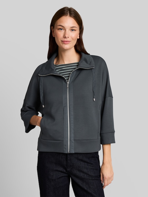 Boxy-fit scuba sweatshirt - Darkest Olive