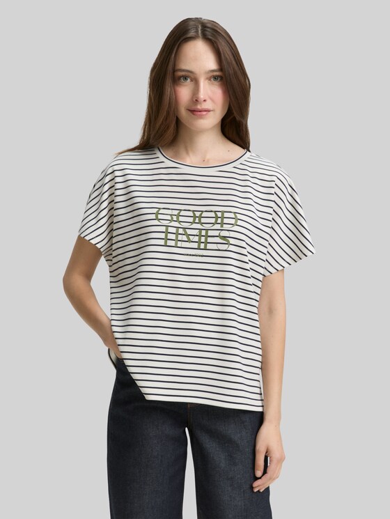 Striped T-shirt - offwhite navy tee stripe