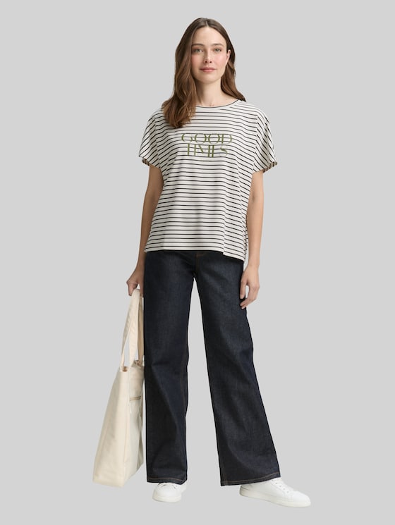 Striped T-shirt - offwhite navy tee stripe