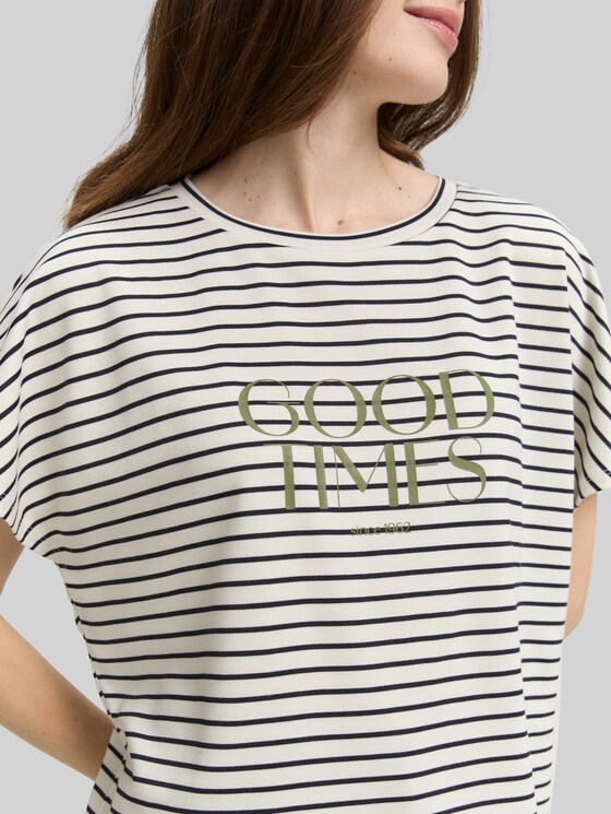 Striped T-shirt - offwhite navy tee stripe
