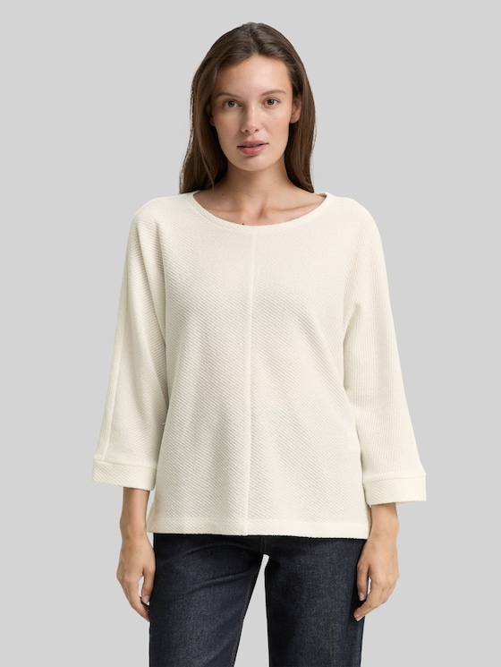 Loose fit long sleeve shirt with batwing sleeves - Whisper White