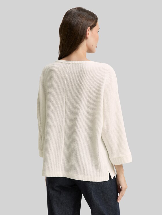 Loose fit long sleeve shirt with batwing sleeves - Whisper White