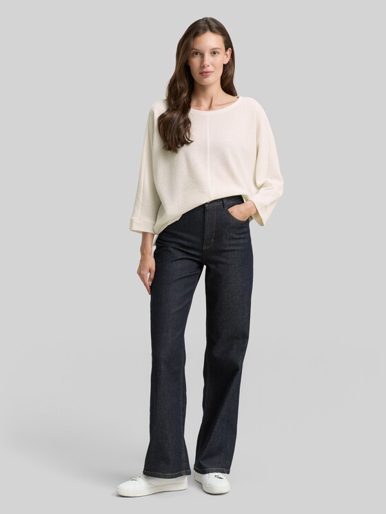 Loose fit long sleeve shirt with batwing sleeves - Whisper White