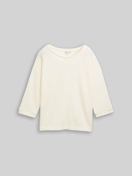 Loose fit long sleeve shirt with batwing sleeves - Whisper White