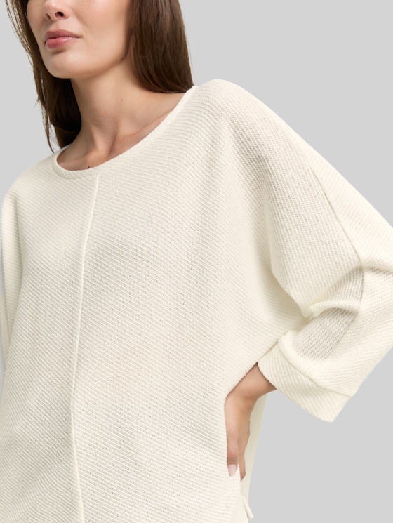 Loose fit long sleeve shirt with batwing sleeves - Whisper White