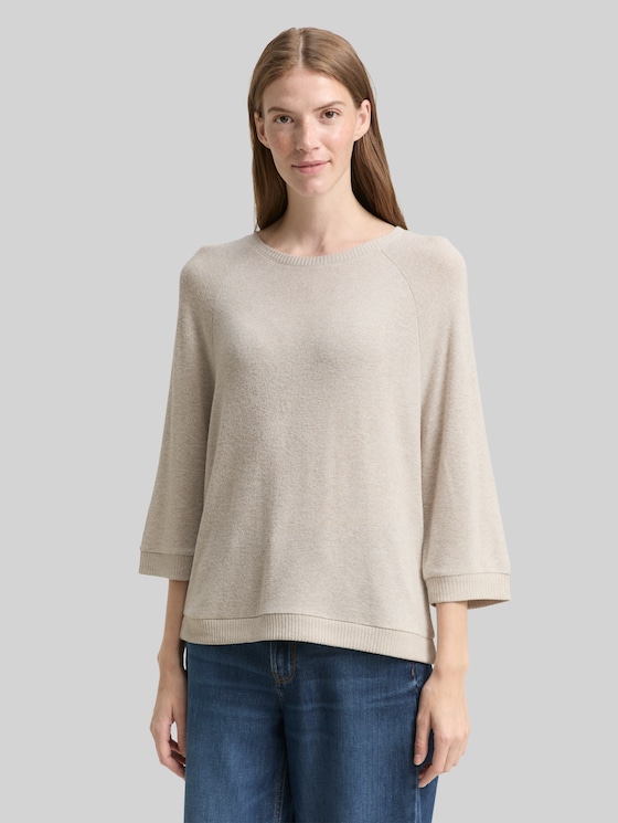 Long-sleeved shirt with raglan sleeves - soft taupe melange