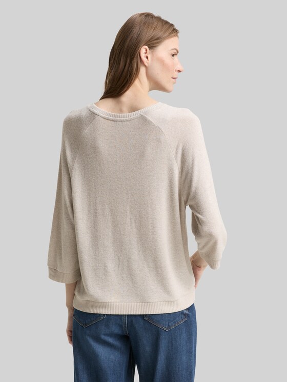 Long-sleeved shirt with raglan sleeves - soft taupe melange