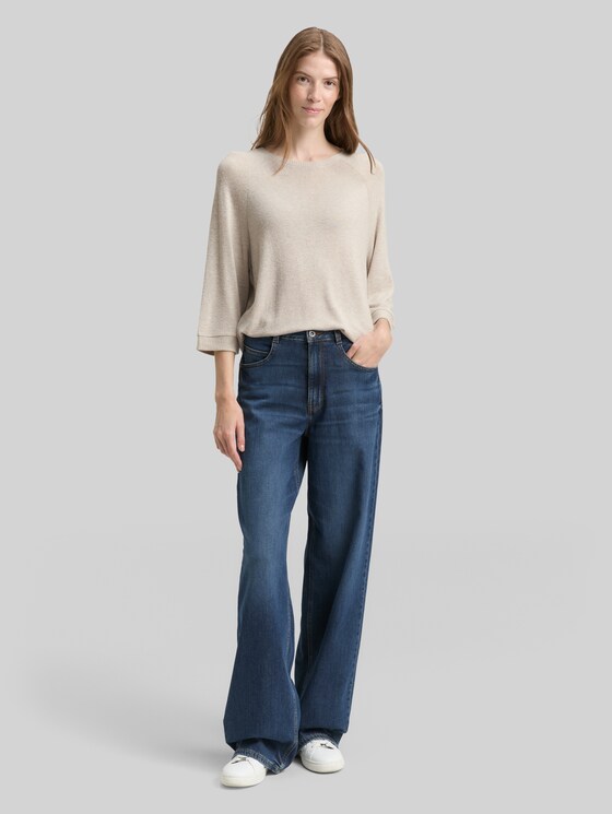 Long-sleeved shirt with raglan sleeves - soft taupe melange