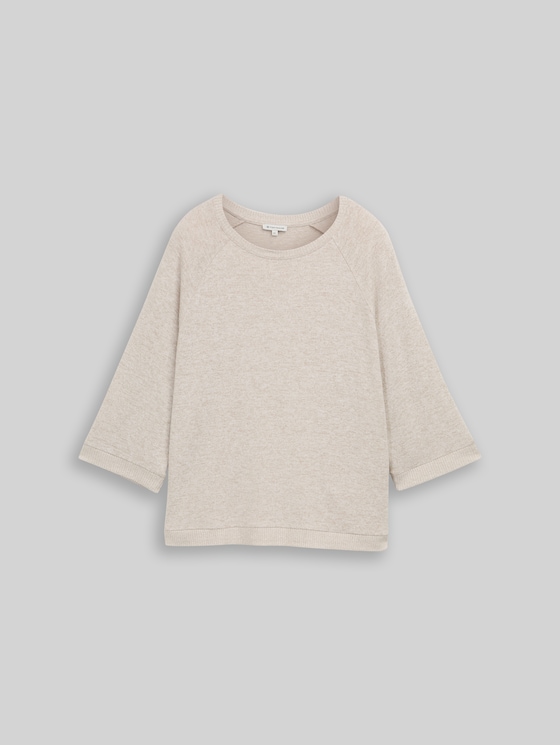 Long-sleeved shirt with raglan sleeves - soft taupe melange