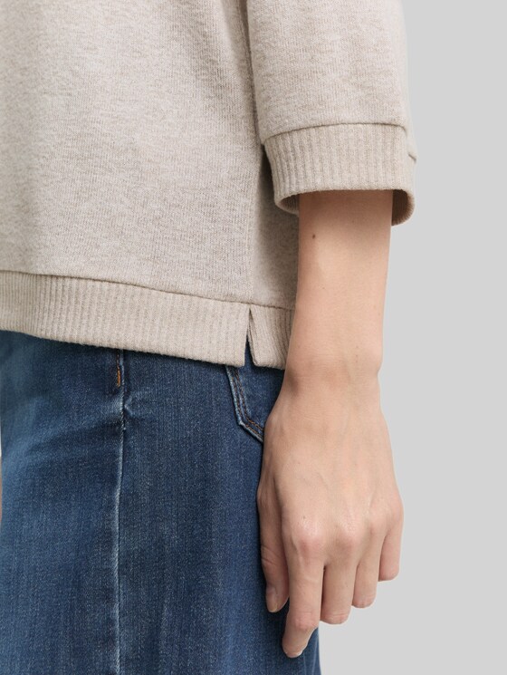 Long-sleeved shirt with raglan sleeves - soft taupe melange
