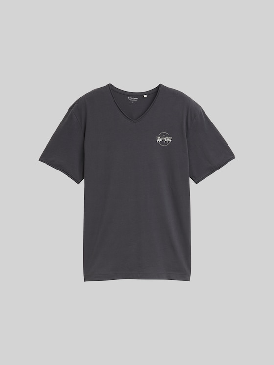 T-shirt with V-neck - Tarmac Grey